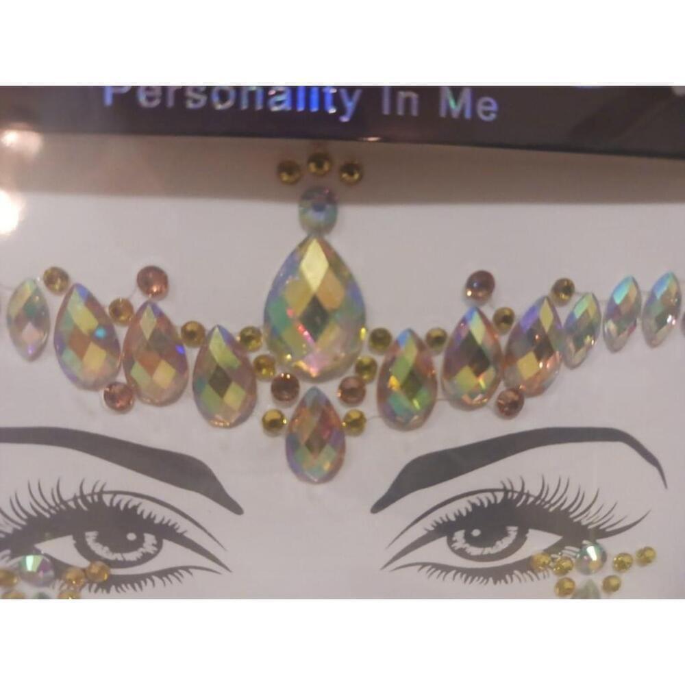 Party Joy Gold And Iridescent Face Jewels - Picture 2 of 6